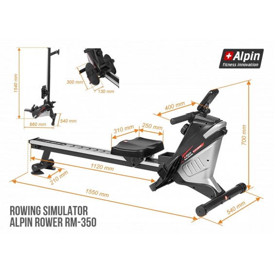 Гребной тренажер ALPIN магнитный ROWER RM-350