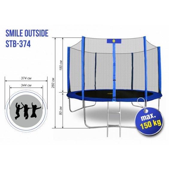 Батут Smile 12ft outside синий STB-374