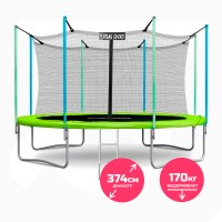 Батут Atlas Sport 374 см внутренняя сетка зеленый