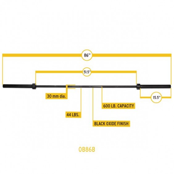 Гриф Body-Solid олимпийский прямой 86" до 270 кг черный OB86B