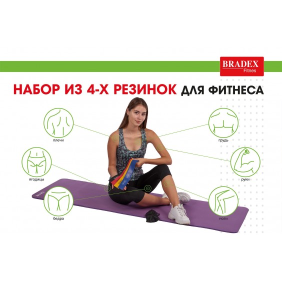 Набор фитнес-резинок Bradex 4 шт 5,5-11 кг SF 0672