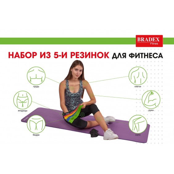 Набор фитнес-резинок Bradex 5 шт 4-11 кг SF 0673