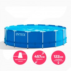 Бассейн каркасный INTEX круглый 457х122 см с фильтр-насосом и лестницей 28242NP