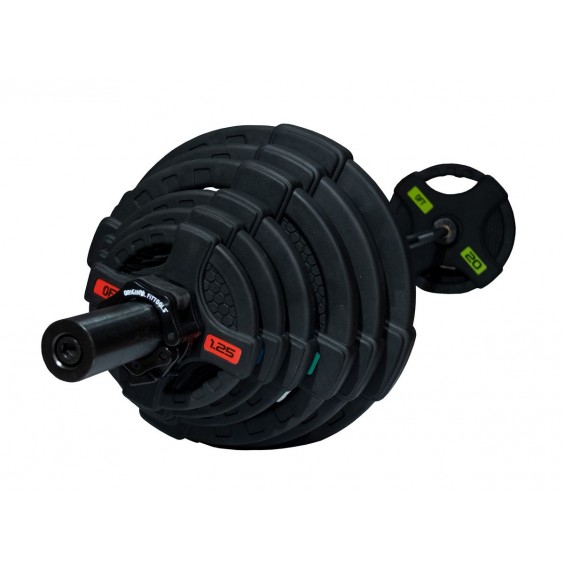 Штанга Original FitTools олимпийская 128 кг диски с 2мя хватами черный FT-2HGSET-128-BLACK