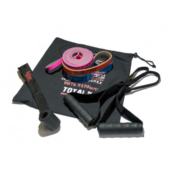 Комплект двуцветных эспандеров Original FitTools 208 см 3 шт с аксессуарами FT-3COLOR-SET
