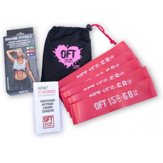 Комплект мини-эспандеров Original FitTools 5 шт 15 lbs FT-PP15