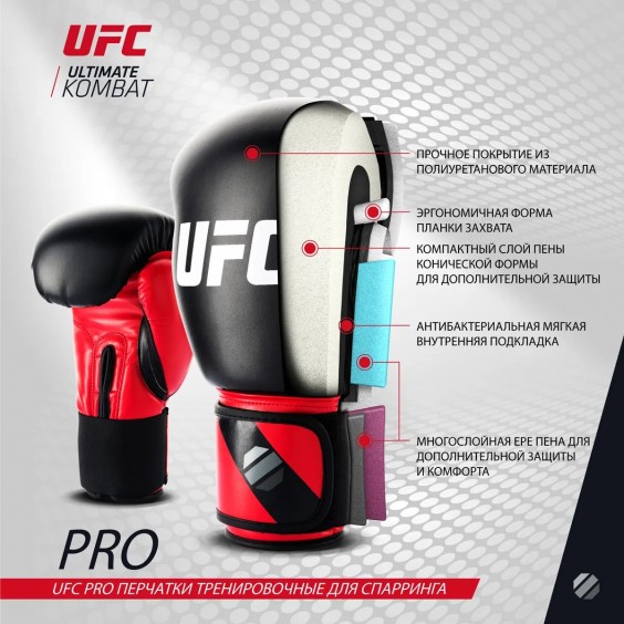 Перчатки UFC тренировочные для спарринга красные REG UHK-69998