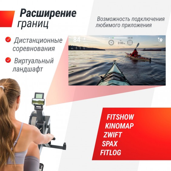 Гребной тренажер Unixfit Air Rower-X Black