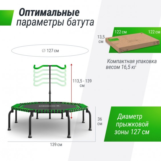 Батут Unixfit line FITNESS Premium 127 см Green