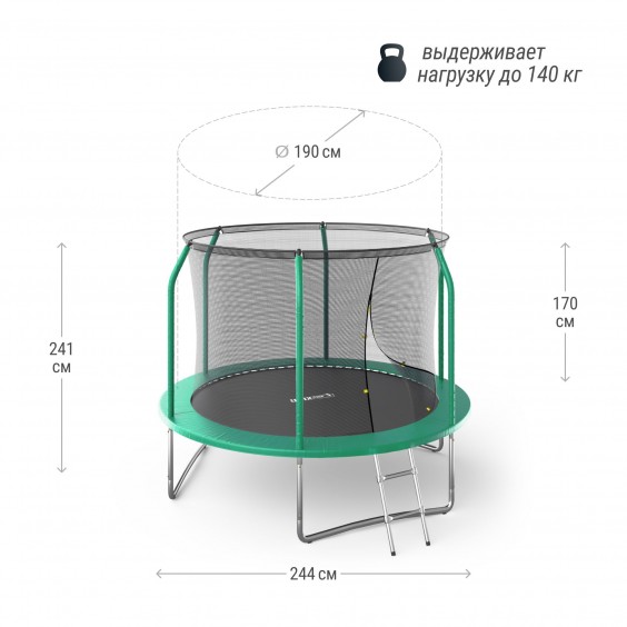 Батут Unixfit line SUPREME BASIC 8 ft green TRUSUB8G