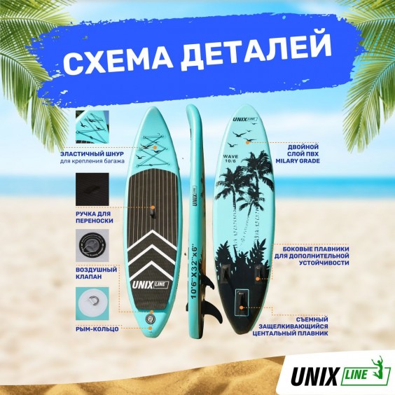 SUP-борд UNIX Line Night Jungle 320 см