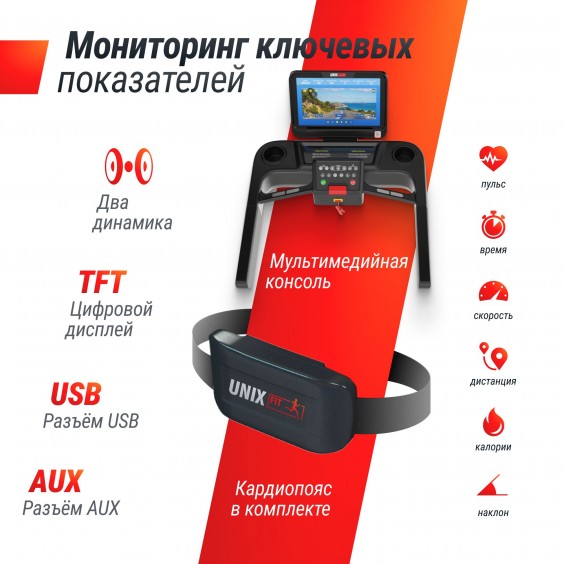 Беговая дорожка Unixfit T-1550 PRO (18,5" TFT)